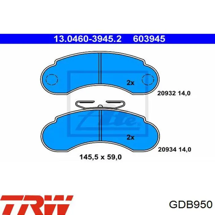 Гальмівні колодки TRW GDB950 ціна, від 22.77 USD