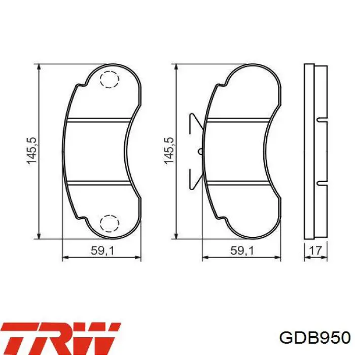 Купити GDB950 TRW Колодки гальмівні передні, дискові