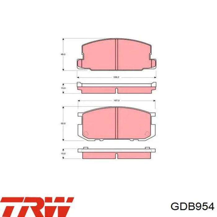 GDB954 TRW колодки гальмівні передні, дискові