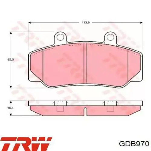 Купити GDB970 TRW Колодки гальмівні передні, дискові