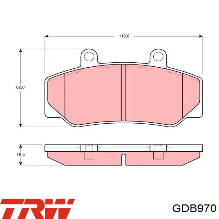 GDB970 TRW колодки гальмівні передні, дискові