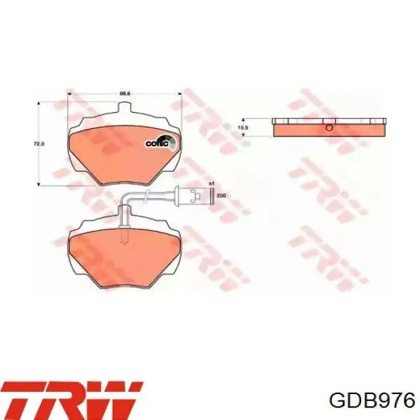 GDB976 TRW колодки гальмові задні, дискові
