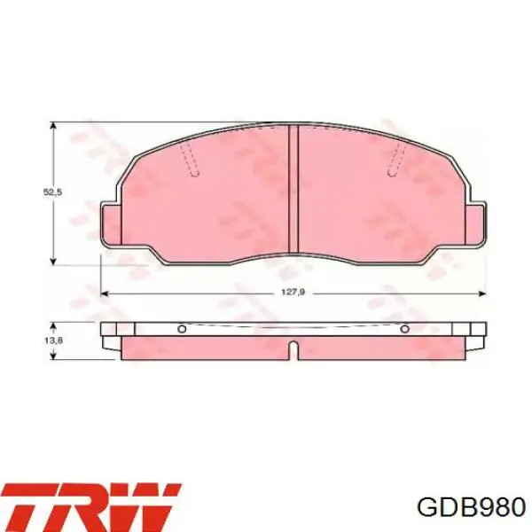 Колодки гальмівні передні, дискові GDB980 TRW