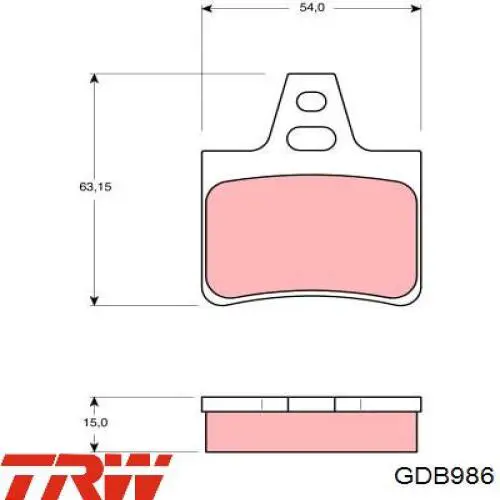 Колодки гальмові задні, дискові GDB986 TRW