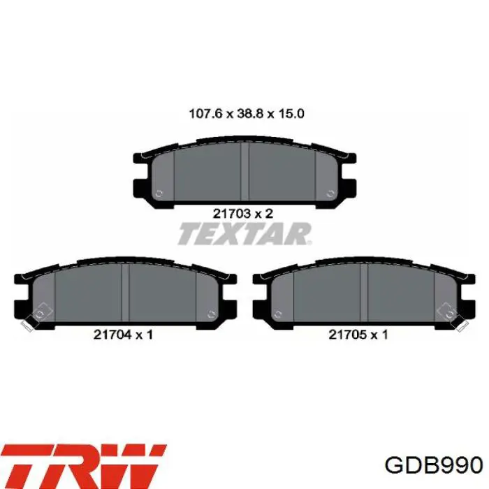Задні гальмівні колодки TRW GDB990 ціна, від 15.19 USD