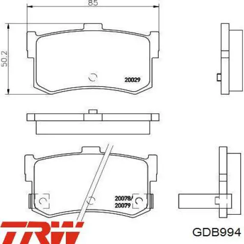 Задні гальмівні колодки TRW GDB994 ціна, від 13.67 USD
