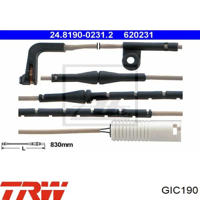 Датчик зносу гальмівних колодок, задній TRW GIC190 ціна, від 9.72 USD