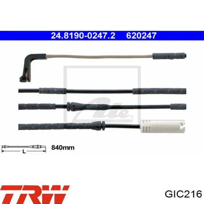 GIC216 TRW датчик зносу гальмівних колодок, передній