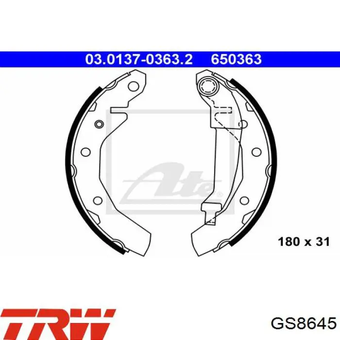 Колодки гальмові задні, барабанні GS8645 TRW