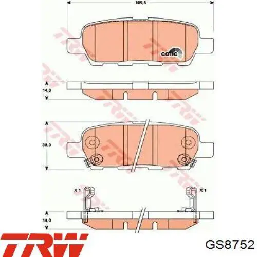 Колодки стоянкового гальма TRW GS8752