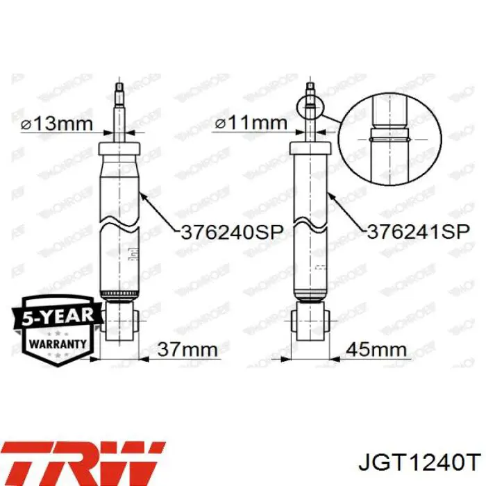 Амортизатор задній Monroe 376240SP ціна, від 52.20 USD