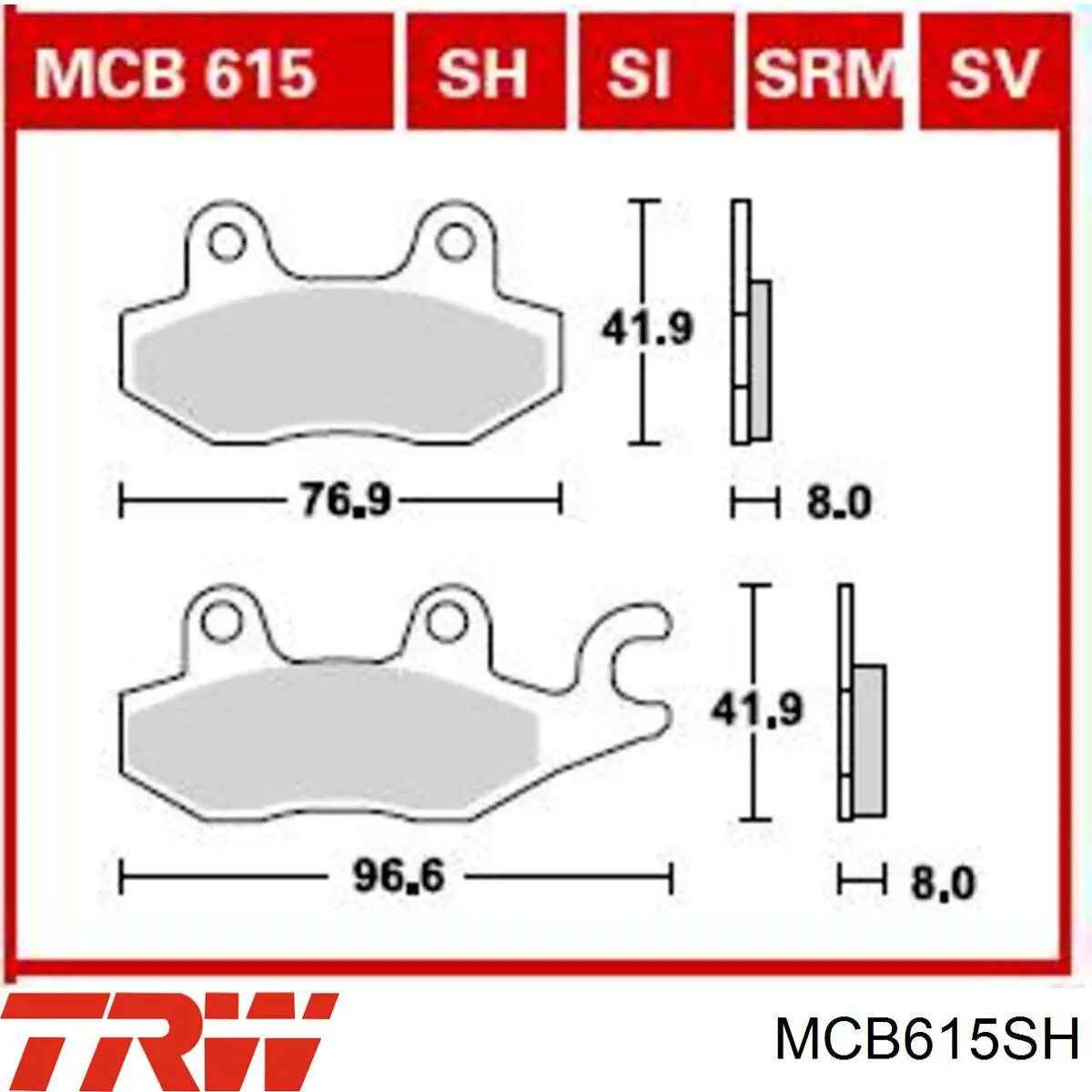 Купити MCB615SH TRW Колодки гальмівні передні, дискові