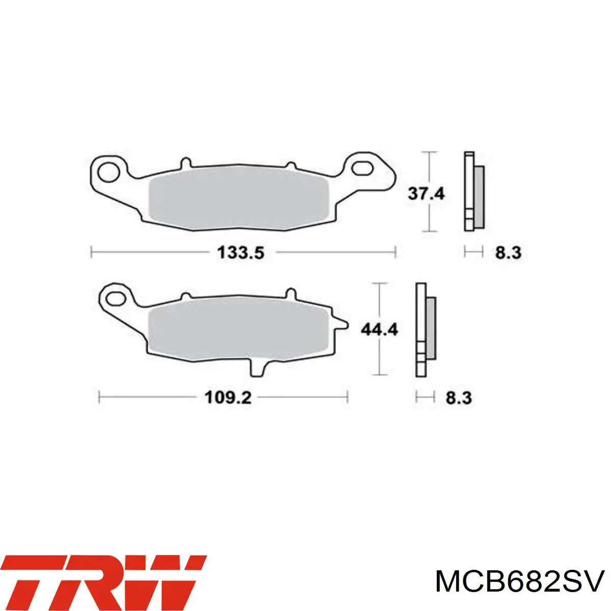 Колодки гальмівні передні, дискові MCB682SV TRW