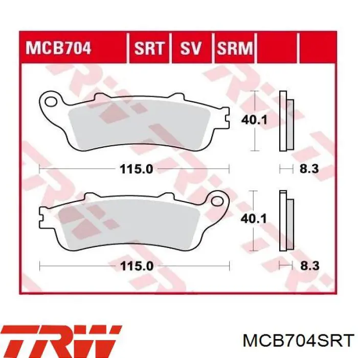 Колодки гальмові задні, дискові MCB704SRT TRW