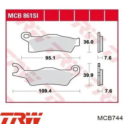 Гальмівні колодки TRW MCB744 ціна, від 26.60 USD