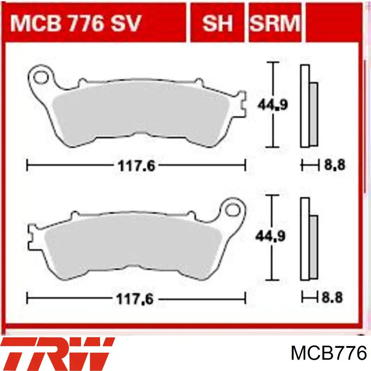 Купити MCB776 TRW Колодки гальмівні передні, дискові