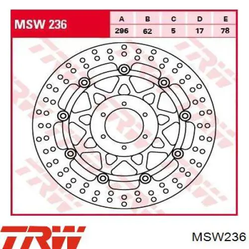 Диск переднього гальма TRW MSW236 ціна, від 228.69 USD