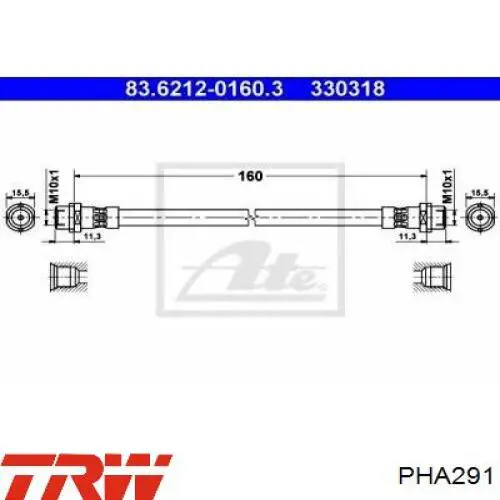 Шланг гальмівний задній PHA291 TRW