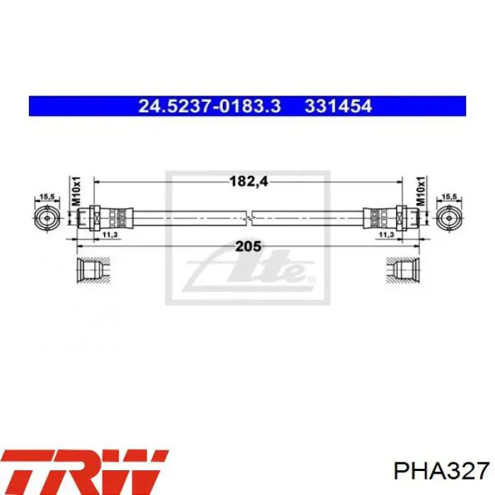 Шланг гальмівний задній PHA327 TRW
