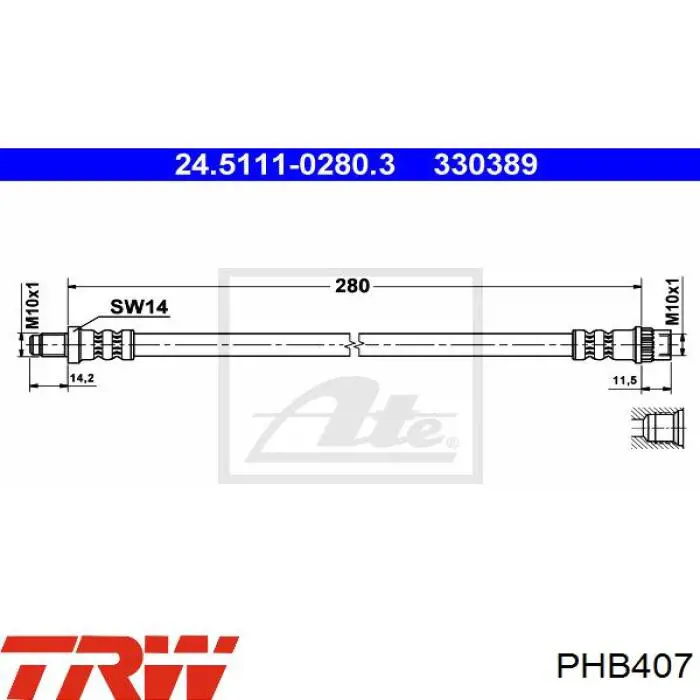 Купити PHB407 TRW Гальмівні шланги передні