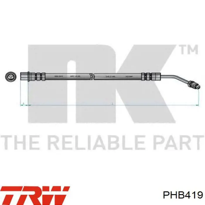 Купити PHB419 TRW Шланг гальмівний задній, лівий