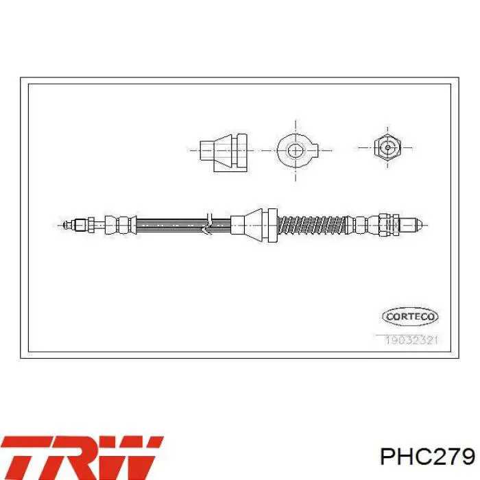 PHC279 TRW шланг гальмівний передній, лівий