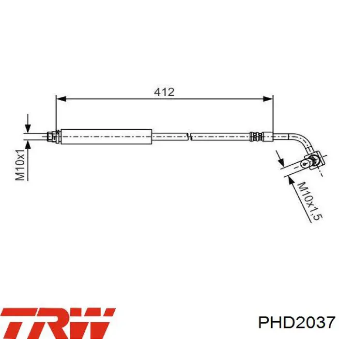 Шланг гальмівний задній, правий TRW PHD2037 ціна, від 14.66 USD