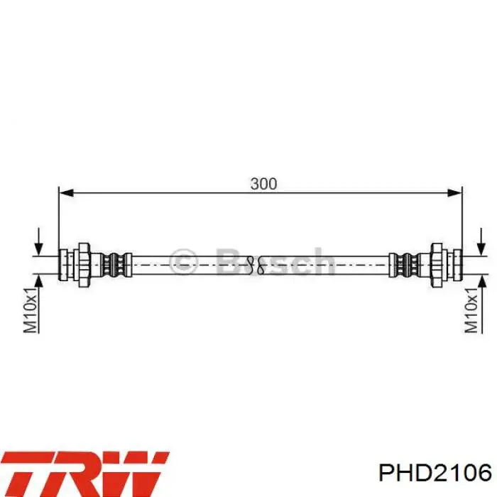 Шланг гальмівний передній, правий TRW PHD2106 ціна, від 9.56 USD