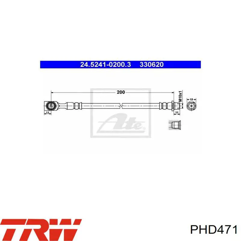 Шланг гальмівний задній PHD471 TRW