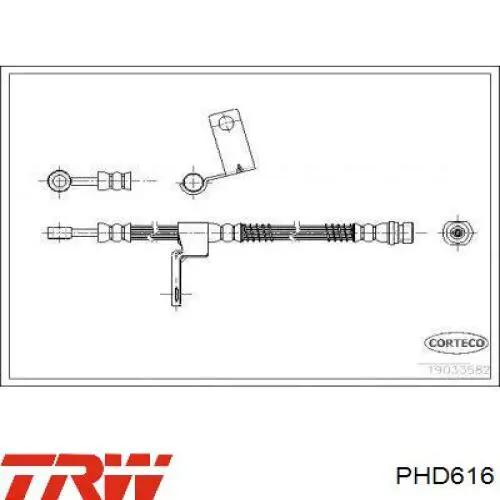 PHD616 TRW шланг гальмівний передній, лівий