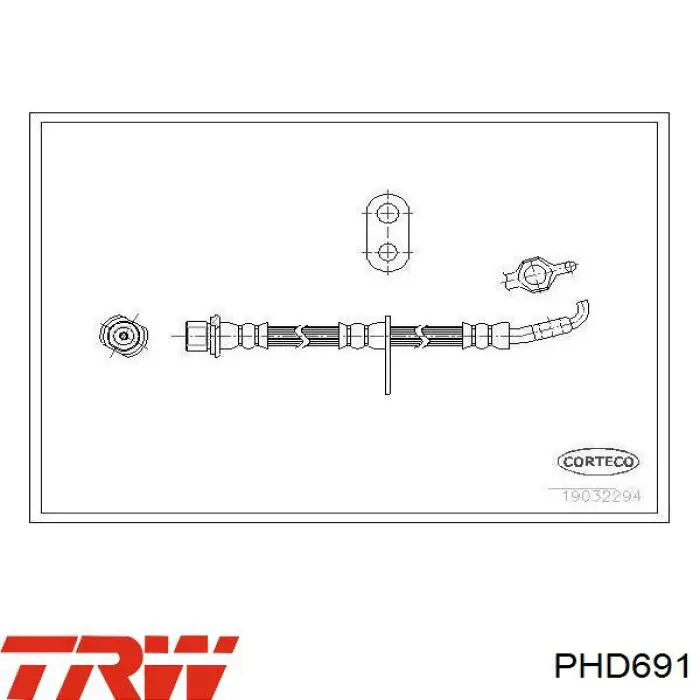 Купити PHD691 TRW Шланг гальмівний передній, правий