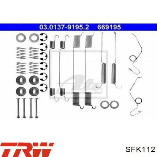 Монтажний комплект задніх барабанних колодок TRW SFK112 ціна, від 20.13 USD