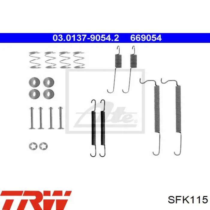 SFK115 TRW монтажний комплект задніх барабанних колодок