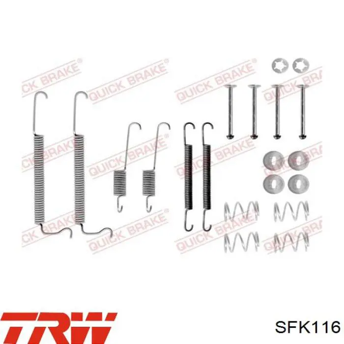 SFK116 TRW монтажний комплект задніх барабанних колодок
