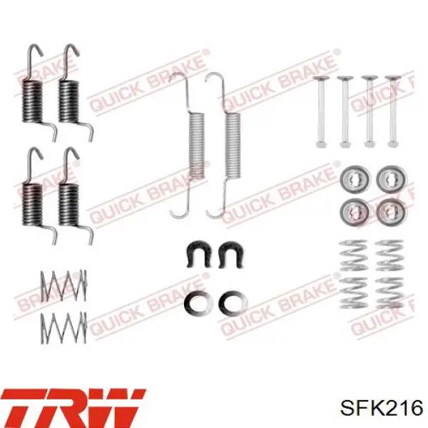 Монтажний комплект задніх барабанних колодок TRW SFK216 ціна, від 10.49 USD