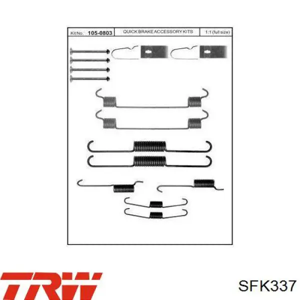 SFK337 TRW монтажний комплект задніх барабанних колодок