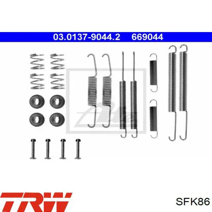 SFK86 TRW монтажний комплект задніх барабанних колодок