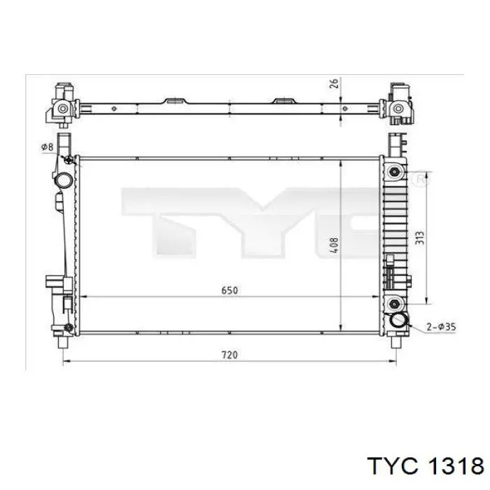 Радіатор охолодження двигуна 1318 TYC