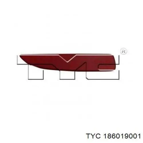 Катафот (відбивач) заднього бампера, правий 186019001 TYC