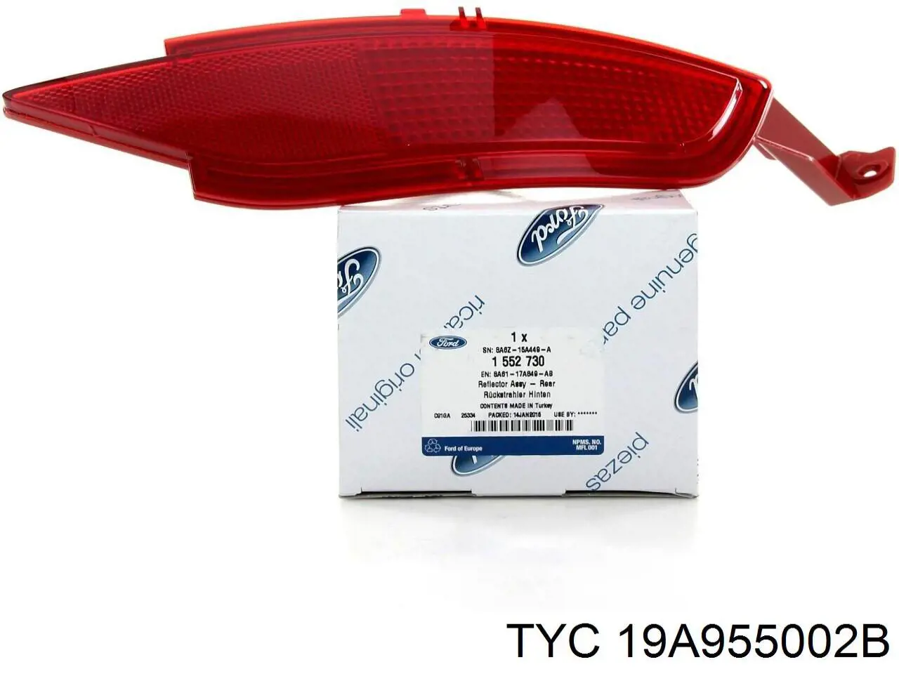 Катафот (відбивач) заднього бампера, правий 19A955002B TYC
