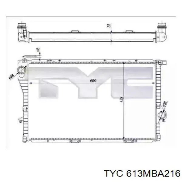Радіатор охолодження двигуна 613MBA216 TYC