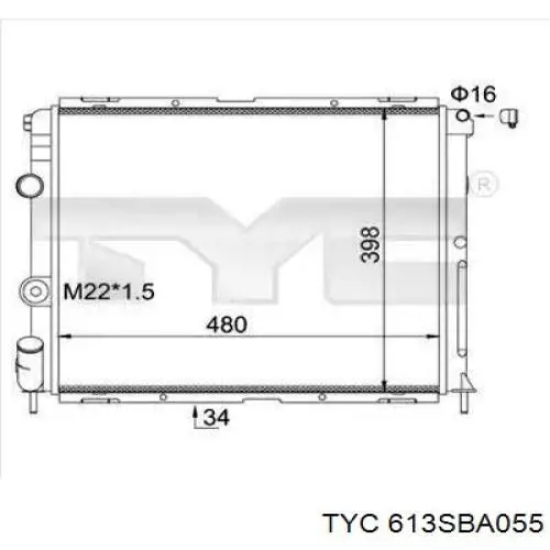 Радіатор основний TYC 613SBA055 ціна, від 112.82 USD