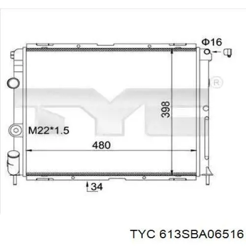 Радіатор охолодження двигуна 613SBA06516 TYC