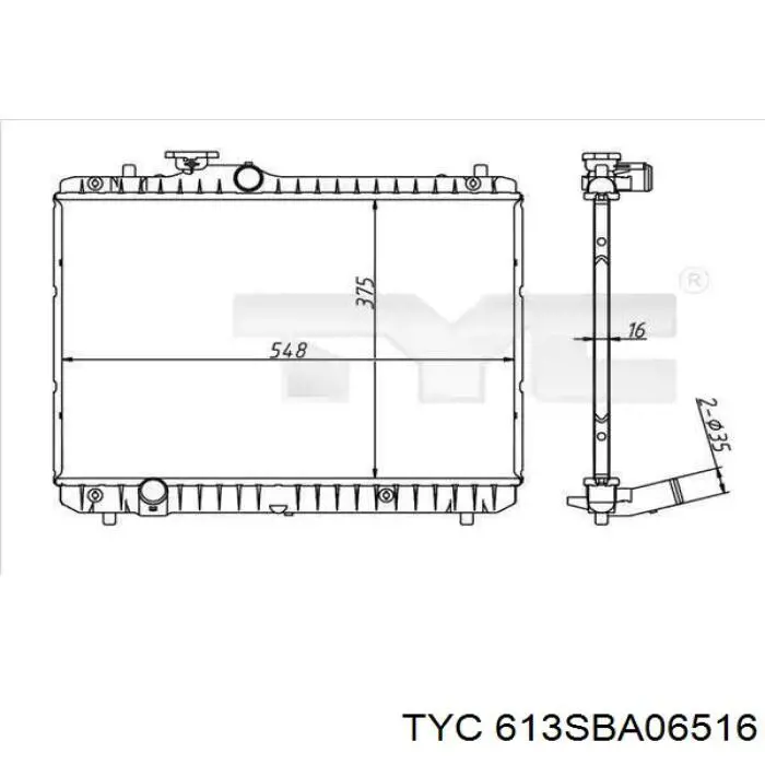 Радіатор основний TYC 613SBA06516 ціна, від 50.68 USD