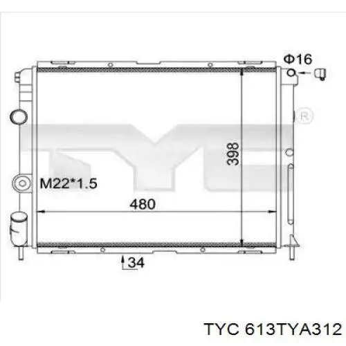 Радіатор основний TYC 613TYA312 ціна, від 77.44 USD