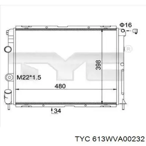613WVA00232 TYC Радіатор охолодження двигуна