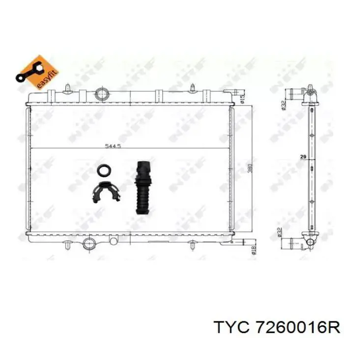 7260016R TYC Радіатор охолодження двигуна