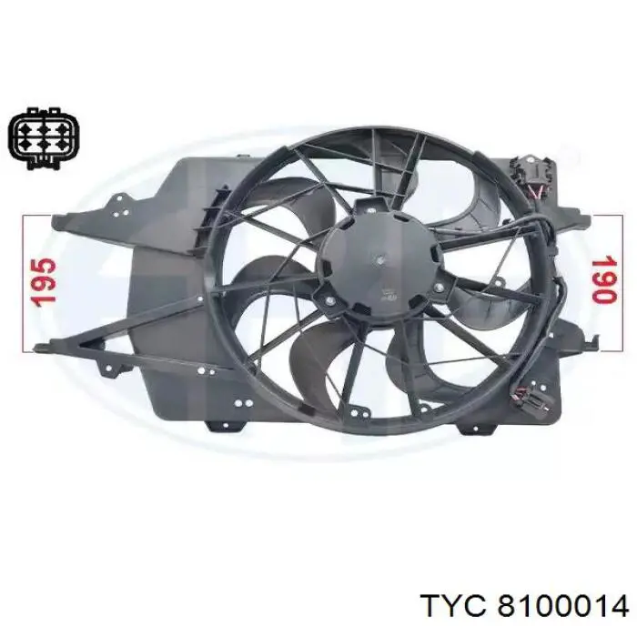 8100014 TYC дифузор радіатора охолодження, в зборі з двигуном і крильчаткою