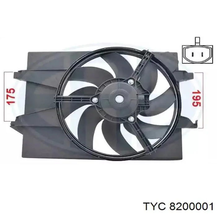 8200001 TYC дифузор радіатора охолодження, в зборі з двигуном і крильчаткою