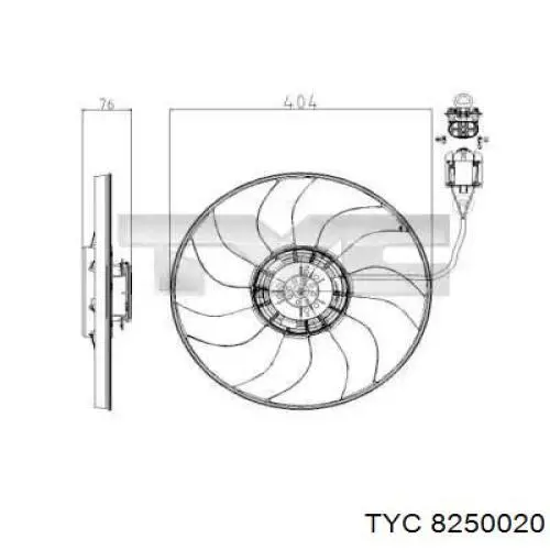 Вентилятор радіатора TYC 8250020 ціна, від 149.04 USD
